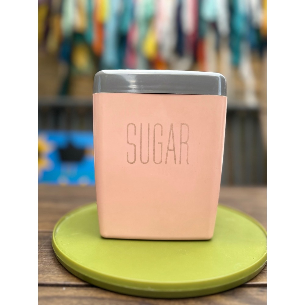 Vintage Lustroware Pink MCM Plastic Sugar Canister Retro Kitchen Storage Flaw